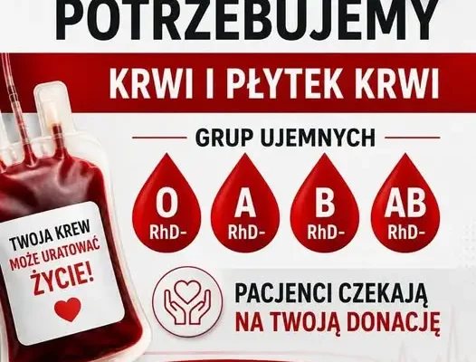 Pilny apel RCKiK w Kielcach: brakuje krwi i płytek – oddaj krew i pomóż pacjentom
