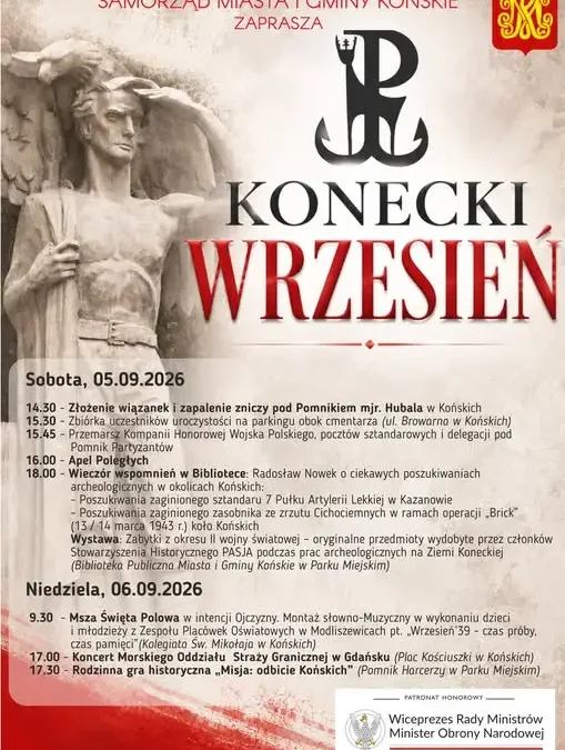 Konecki Wrzesień 2026: Program obchodów patriotycznych w Końskich