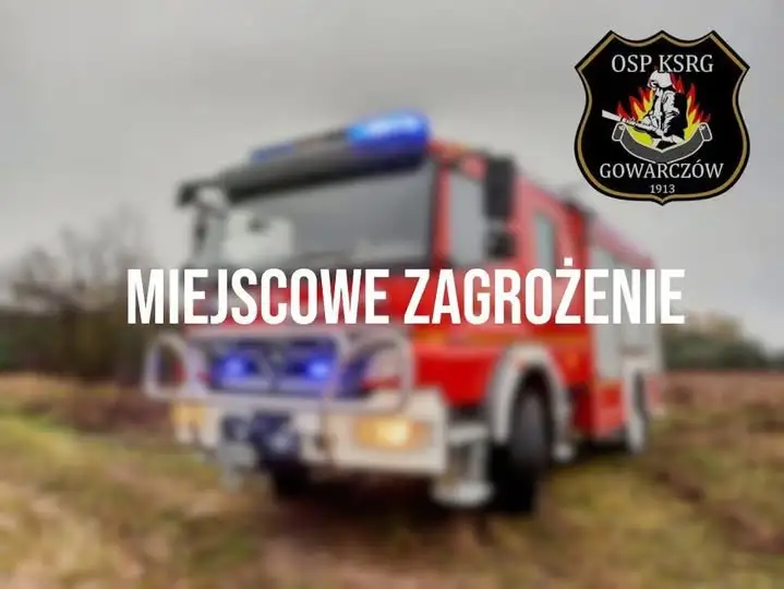 Drzewo pochylone na linię energetyczną w Kurczaczach – interwencja OSP Gowarczów