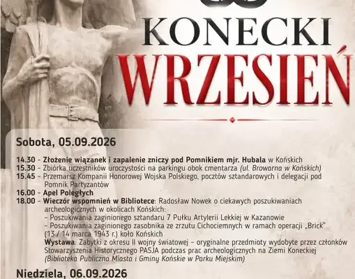 Konecki Wrzesień 2026: Obchody ku czci bohaterów już 5-6 września