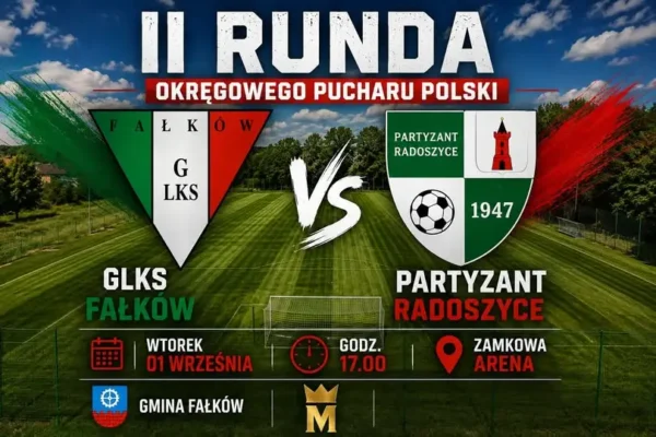 Pucharowy hit w Fałkowie: GLKS Fałków zmierzy się z Partyzantem Radoszyce