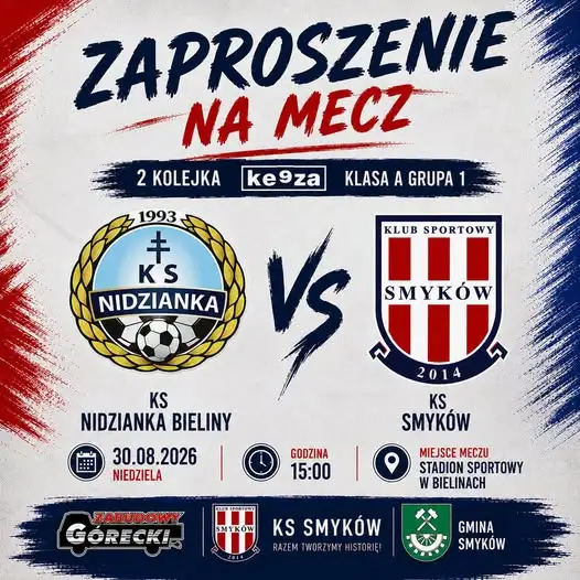 Zaproszenie na mecz KS Nidzianka Bieliny – 2. kolejka KEEZA Klasy A