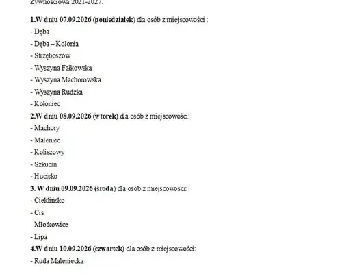 Wydawanie żywności w Rudzie Malenieckiej – harmonogram na wrzesień 2026