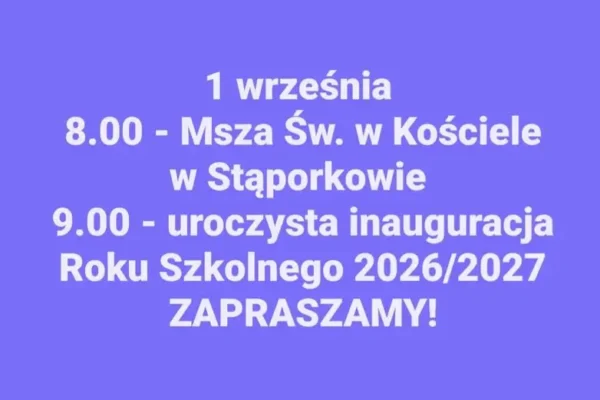 Inauguracja roku szkolnego 2026/2027 w Stąporkowie – zaproszenie dla uczniów i rodziców