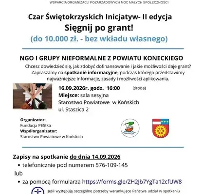 Spotkanie informacyjne o grantach w Końskich – II edycja Czar Świętokrzyskich Inicjatyw