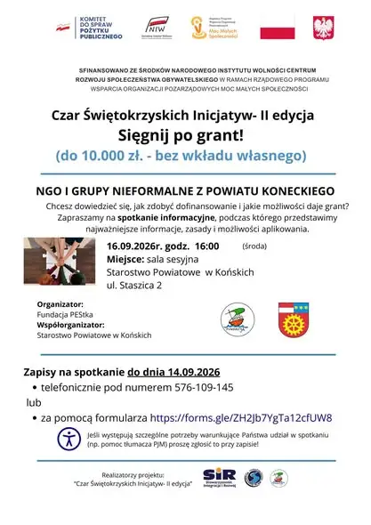 Spotkanie informacyjne o grantach w Końskich – II edycja Czar Świętokrzyskich Inicjatyw