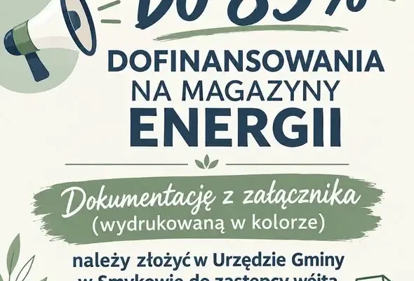 Dofinansowanie na magazyny energii w gminie Smyków – trwa nabór