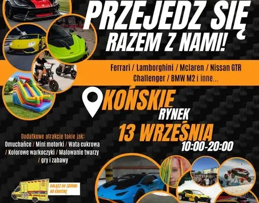 Supersamochody na Rynku w Końskich – charytatywny piknik dla dzieci