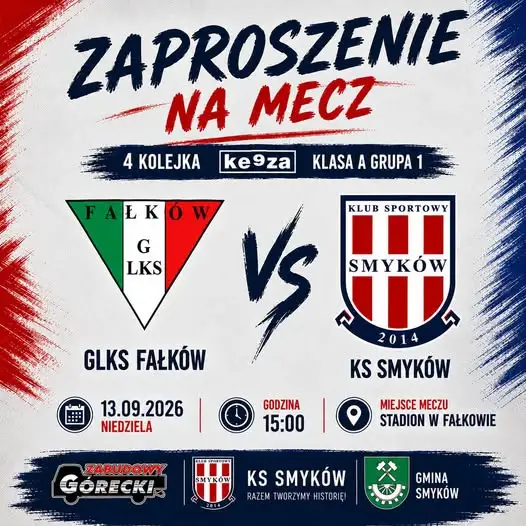 4. kolejka KEEZA Klasa A: GLKS Fałków zmierzy się z KS Smyków