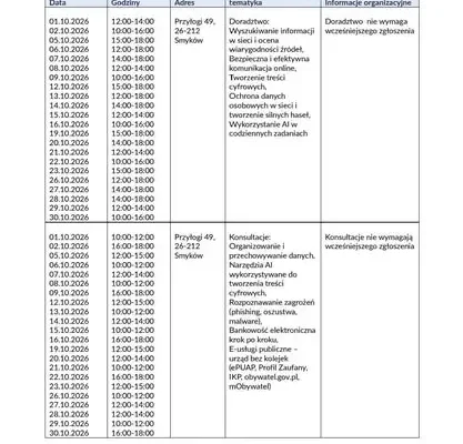Harmonogram zajęć na październik w Świetlicy w Przyłogach – zapisy trwają