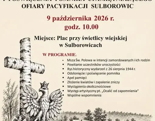 Sulborowice: odsłonięcie pomnika ofiar pacyfikacji z 1944 roku