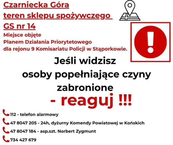 Czarniecka Góra: teren przy sklepie GS nr 14 pod policyjnym nadzorem