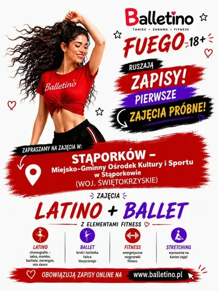 Balletino w Stąporkowie: ruszają zapisy na zajęcia Latino i Ballet dla dzieci i dorosłych