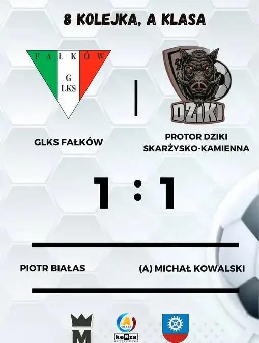Remis 1:1 w 8. kolejce A klasy. GLKS Falków nadal liderem